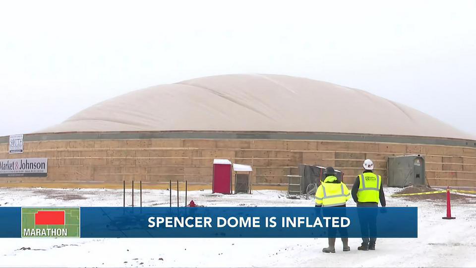 Screenshot from news report on dome inflation.