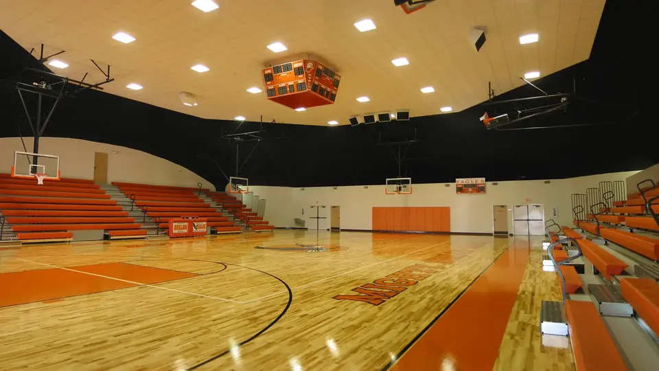 The competition court inside the Avalon gymnasium.