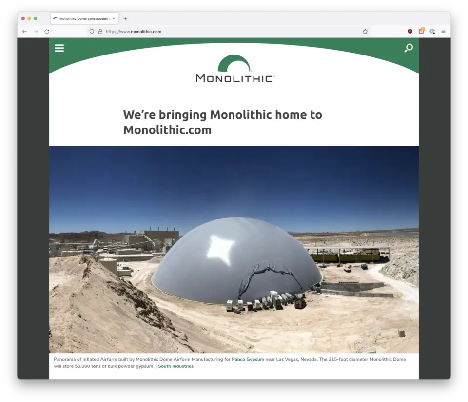 Screenshot of the new monolithic.com website.