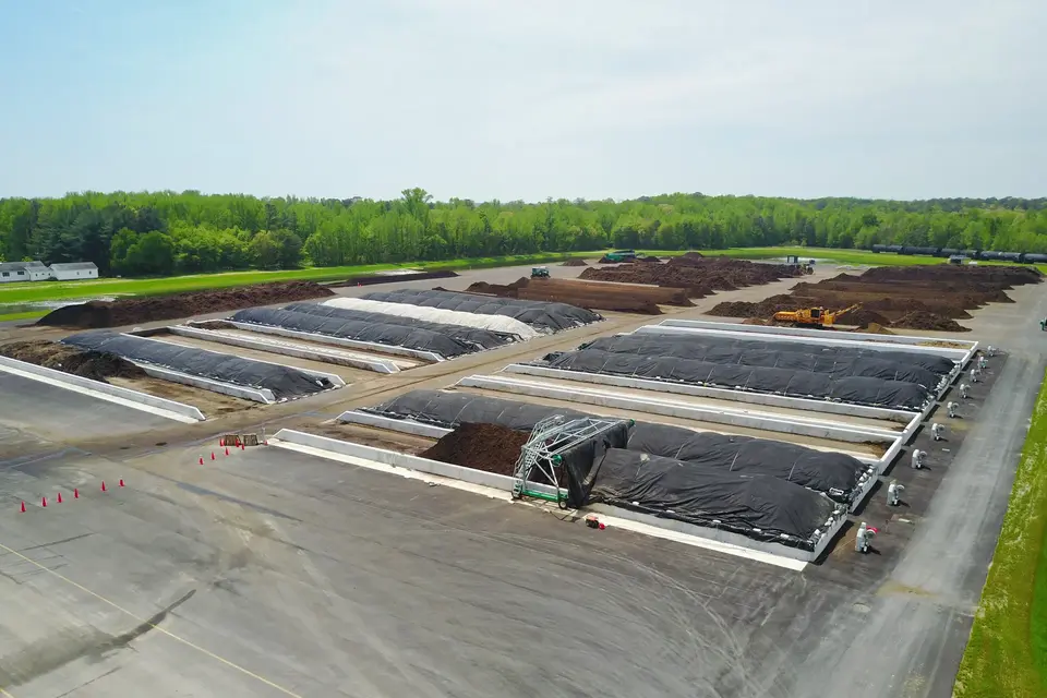 Aerial View Of Compost Bunkers